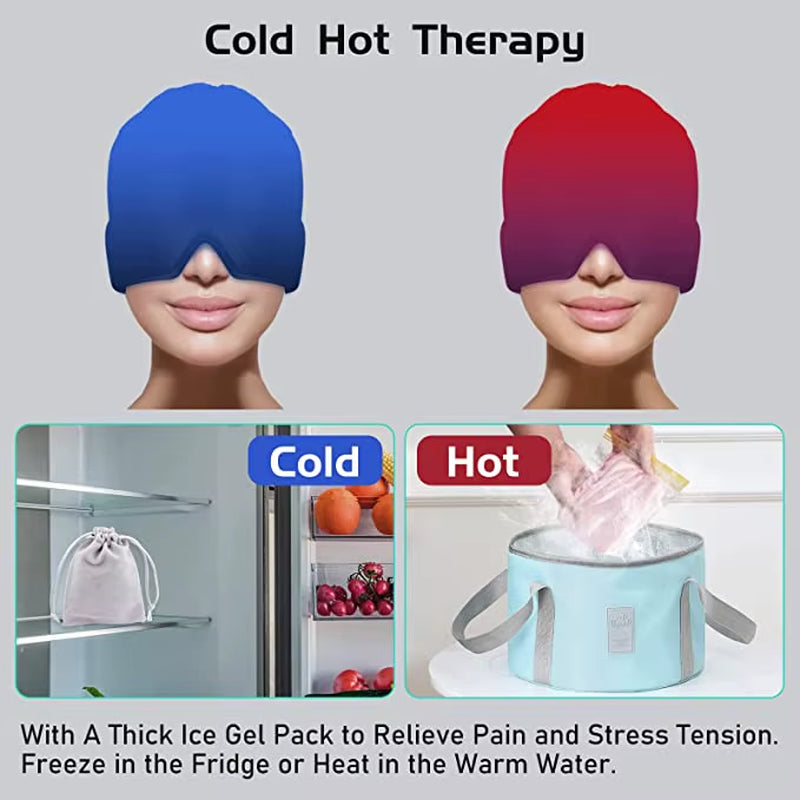 Relief Headgear Migraine Relief Cap Gel Ice Cap Cold Compress Therapy Cap Ice Head Wrap Pack Eye Mask for Pressure Relieve Pain