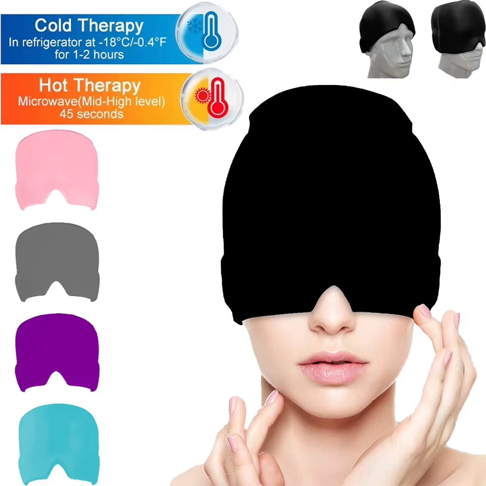 Relief Headgear Migraine Relief Cap Gel Ice Cap Cold Compress Therapy Cap Ice Head Wrap Pack Eye Mask for Pressure Relieve Pain